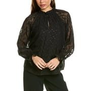 Anne Klein womens Ruffle Neck Blouse, m, Black